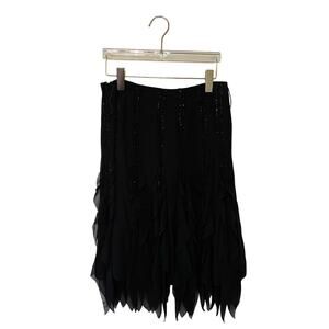 Carmen Marc Valvo 6 black skirt midi dark fairycore sequin cocktail party boho
